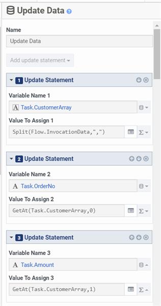 Split the strings by separator character into an array and then update variables with the array values