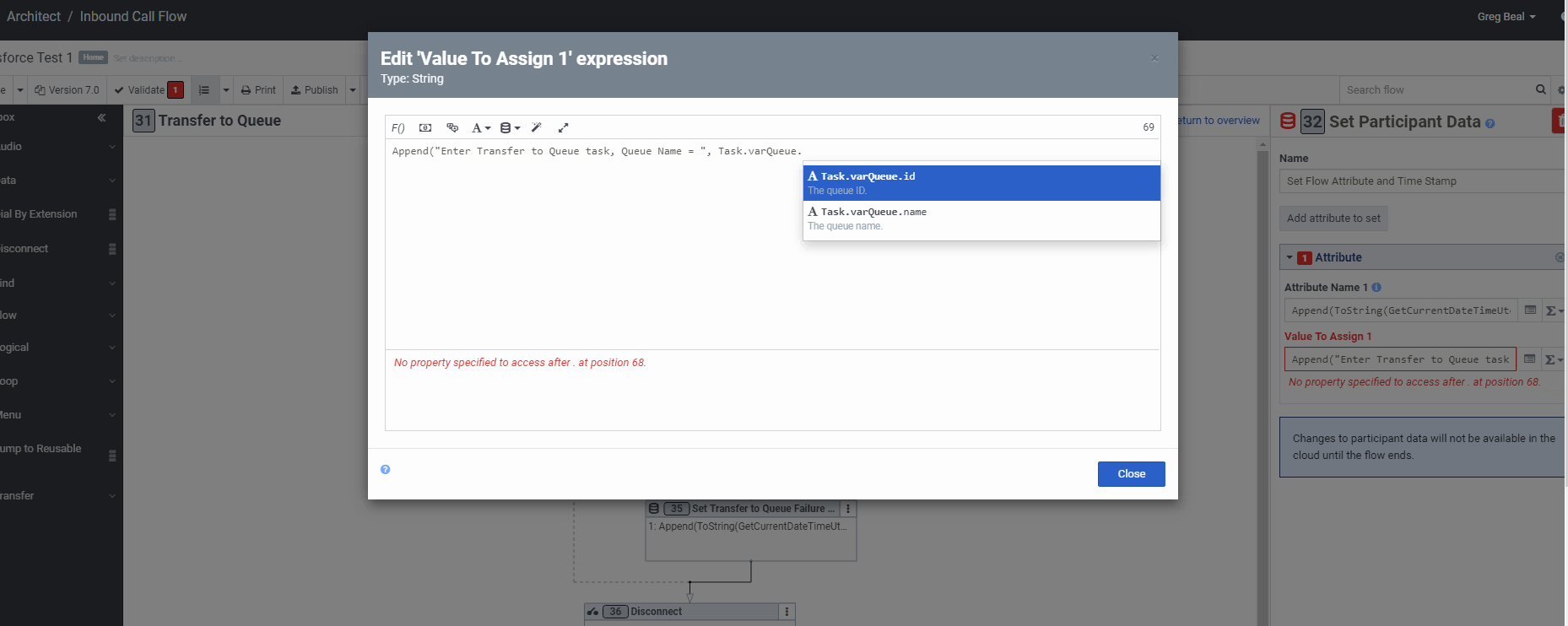 Append statement with object property example