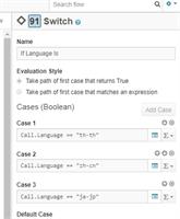 Shows how to branch based on language