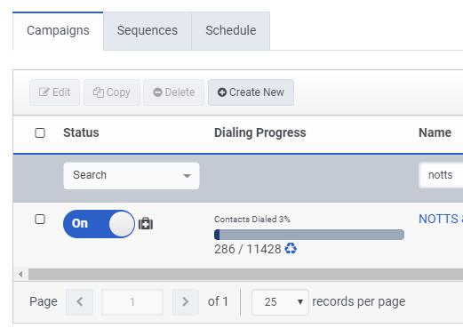 Campaign dialing though 11428 records