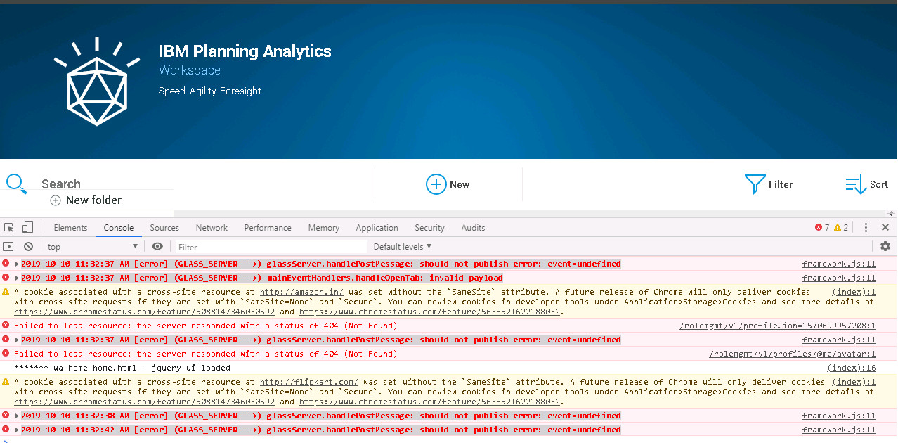 Javascript Console Errors in IBM Planning Analytics Workspace