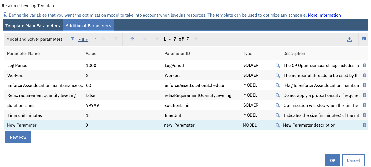 Example of Resource Template dialog