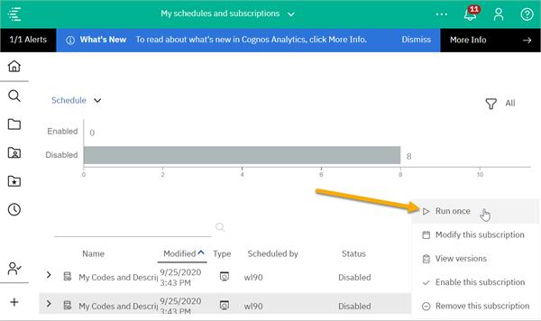 arrow pointing to Run Once feature