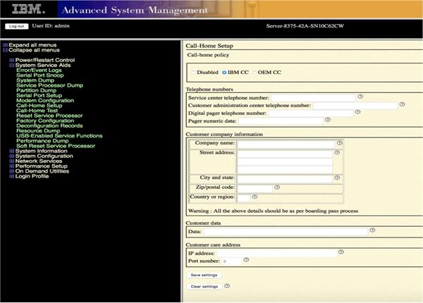 Call Home Configuration In Fsp Via Asmi