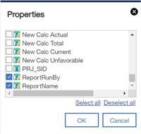 List Properties Menu