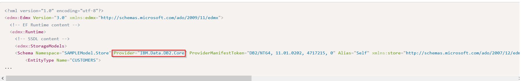 Provider Change to IBM.Data.DB2.Core in EDMX File
