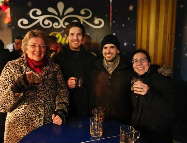 Marilène and members of the group at the Christmas Market