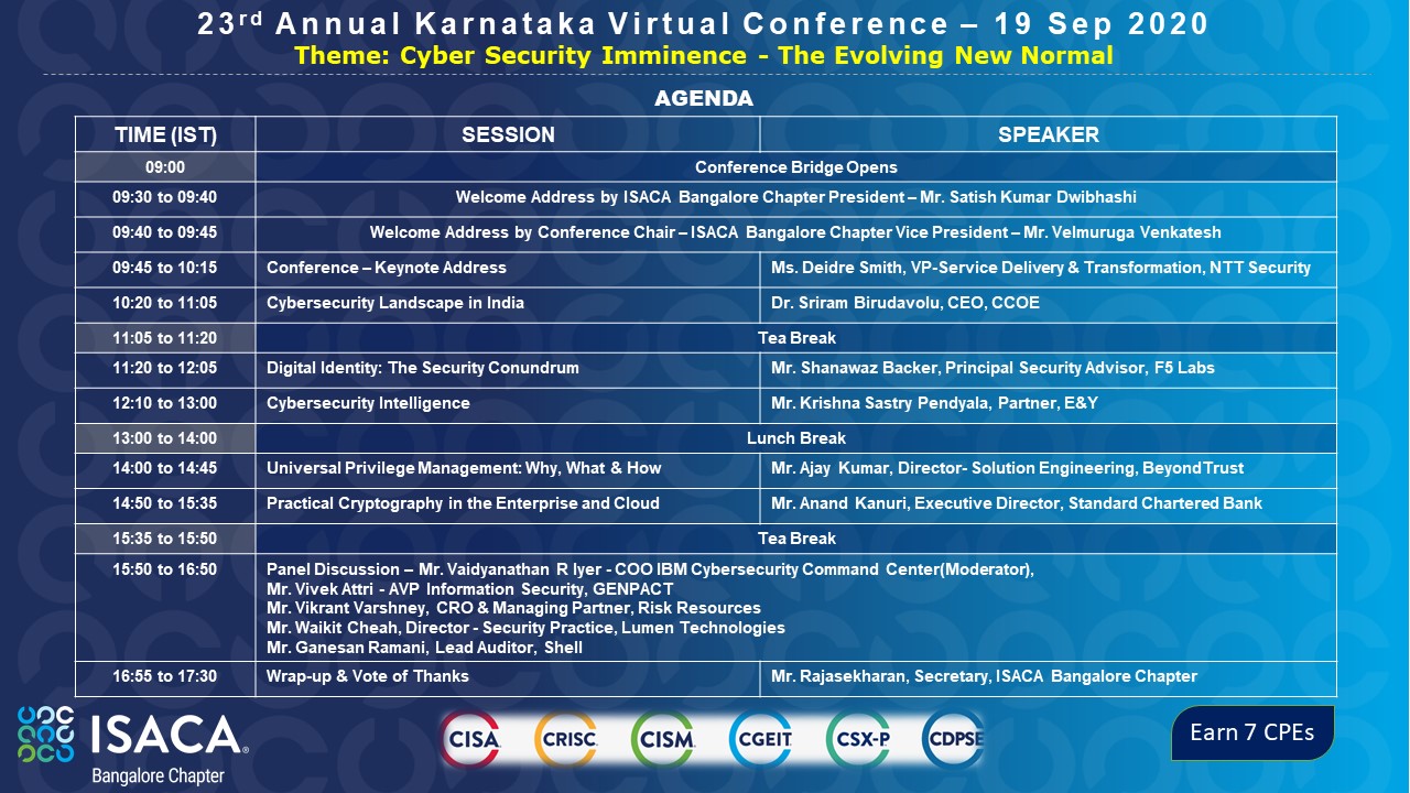 23rd Annual Karnataka Virtual Conference 2020 Agenda Going LIVE in