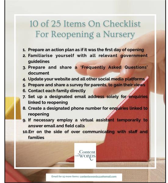 checklist for reopening preschool 