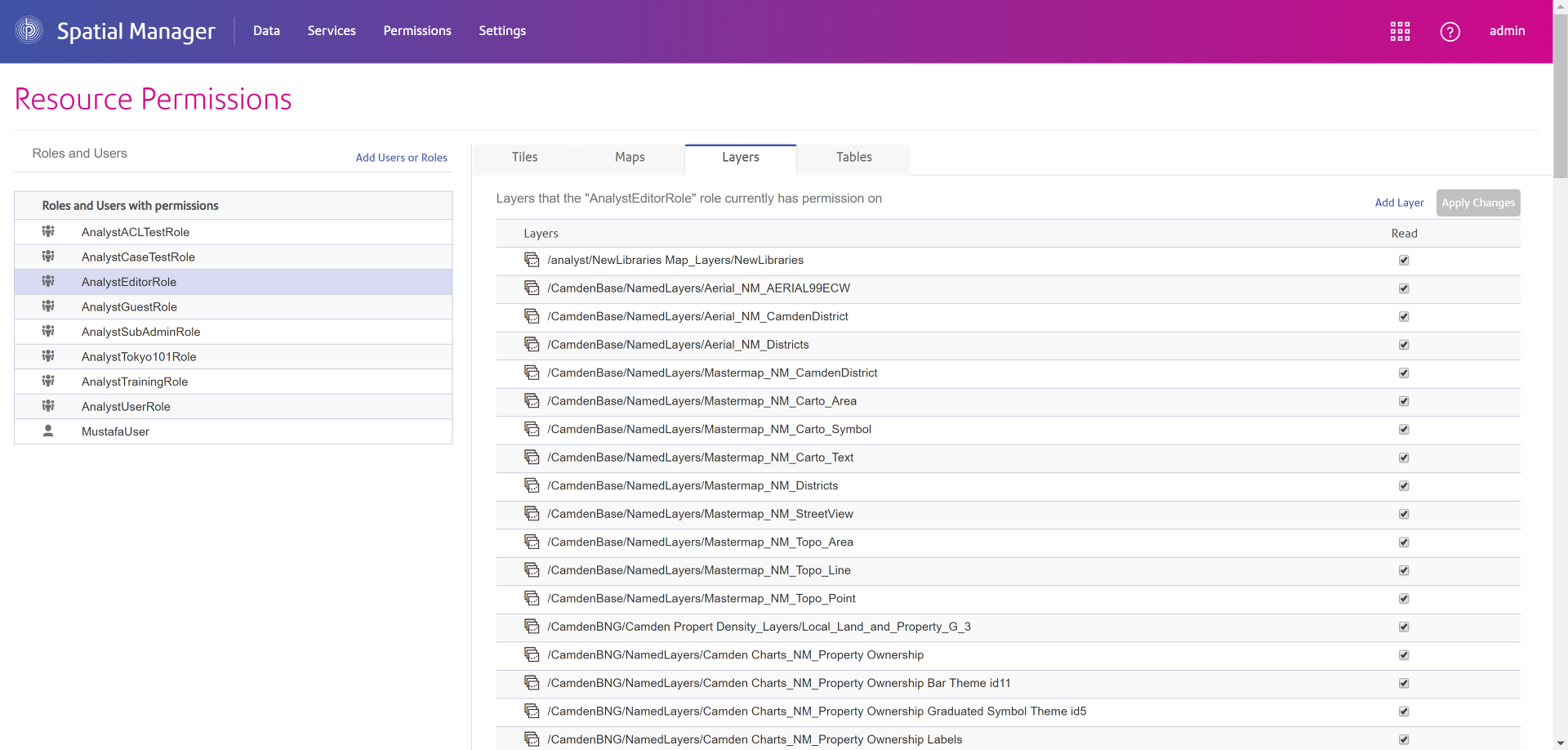 Permissions in Spatial Manager
