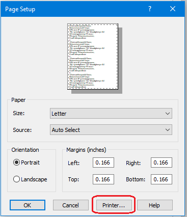 Page Setup Page Setup