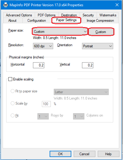 Custom Page Setup custom paper size