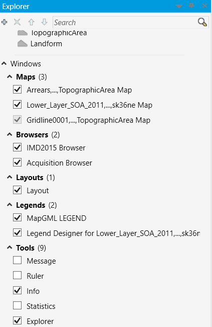 The panel where you can switch panels on and off
