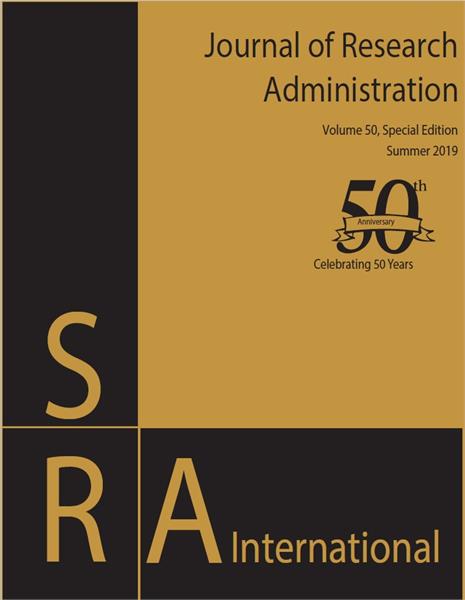 The Journal of Research Administration (JRA) is celebrating its golden anniversary this month; in July 1969, the first issue of the Journal of the Society of Research Administration was published. The journal changed its name to simply the Journal of Research Administration in 2000. To celebrate this major anniversary and publishing milestone, in this special issue, we are republishing the inaugural issue of the journal. In doing this, it is important to reflect on the past, present, and future of JRA.  In reading the first issue of the Journal, two major takeaways come to my mind. First, the articles speak to the development of a new profession, that of the research administrator. Articles ponder the demographics of research administrators, their role, their development as professionals, and the important connection between the Society of Research Administrators (SRA; the Society added “International” to its name in 2000 as well) and the journal.  The early leaders of the Society recognized that it was important to develop a medium in which best practices, case studies, commentaries and reflections could be disseminated. The Journal has steadily and impactfully served this purpose for the last fifty years. Second, and as alluded to in the first point, the underlining themes of many of the articles align closely with much of what our profession still considers to be some of the most important issues of our time. Our roles and our development as professionals within the field are in a consistent state of expansion and evolution. We have grown exponentially as a profession and as professionals. It continues to be critically important to consider how we contribute to research administration within our institutions and within the broader research enterprise context and it is even more critical that we continuously aim to improve our own knowledge and skills within the field. JRA serves as a vital medium to document the continued growth and development of research administrators as professionals and the field of research administration.    Looking to the present and future of JRA, with the vitally strong support of SRAI, the dedicated service of a highly engaged editorial board and Journal leadership, the Journal is enjoying a very healthy status. We are publishing high-quality manuscripts with each issue and we have a steady flow of manuscript submissions. The editorial board and editors are consistently considering ways to improve the Journal and to further support our authors. The Author Fellowship Program (AFP) is an important method to support authors and we are considering other avenues of support we could provide. Overall, we see it as important to help research administrators realize their potential as authors and to help anyone that wants to publish to be able to do so.  In closing, I hope that you enjoy reading the first issue of JRA as much as I have. I hope the articles inspire you and prompt some reflection about your role as a research administrator and your opportunities for further development. Thank you for your readership and support of JRA. And, I have to give a big thanks to SRAI staff, especially Dilyana Williams, for making this special issue possible. Also, as always, thanks to the entire JRA editorial board, Deputy Editor Jennifer Taylor, Associate Editor Holly Zink, and all the past JRA leadership, especially Tim Linker, for their steadfast and forward-thinking leadership of the journal. 