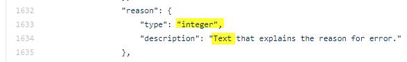 Conflicting type and description for Reason attribute.