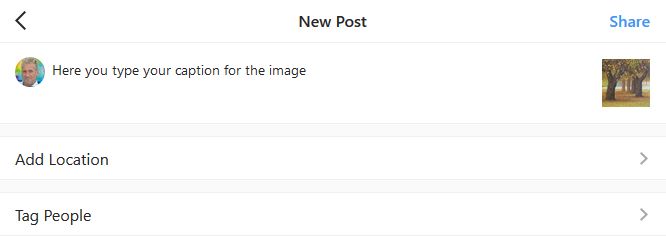 Instagram add caption to photo