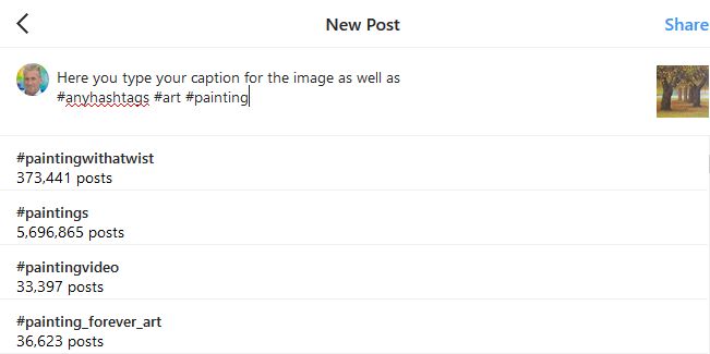 Instagram add hashtags to post
