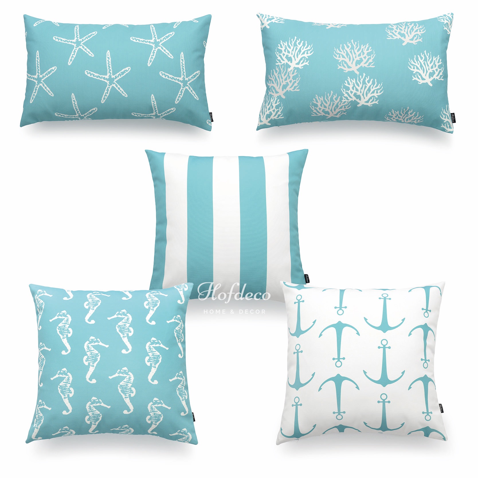 Hofdeco Decorative Throw Lumbar Pillow Cover Aqua Turquoise Ocean