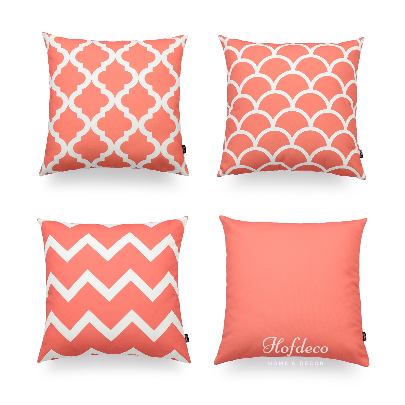 Hofdeco Decorative Throw Pillow Cover Geometric Coral Pink Sofa Chair