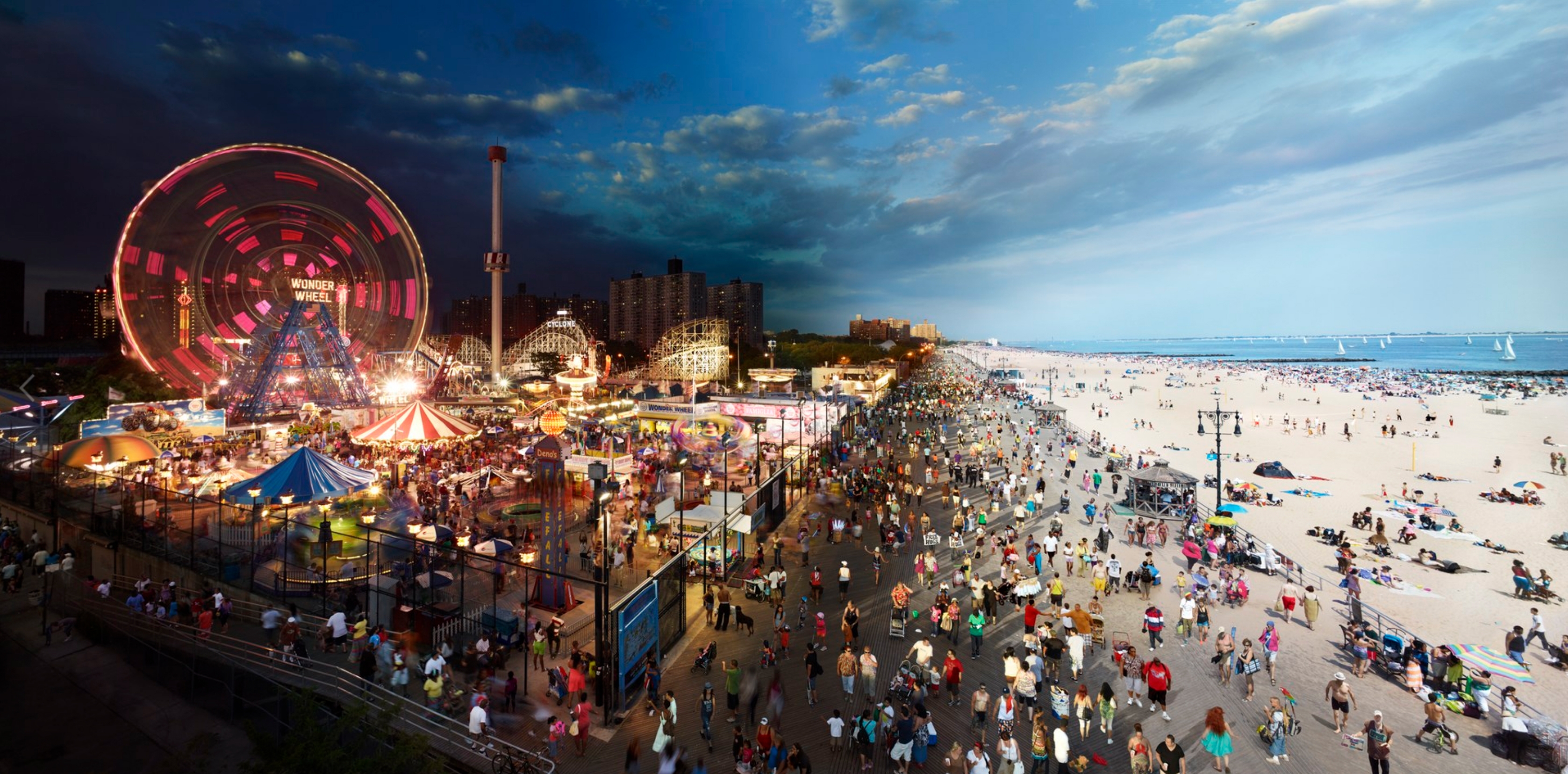 Coney Island Boardwalk Brooklyn Day To Night Holden Luntz Gallery