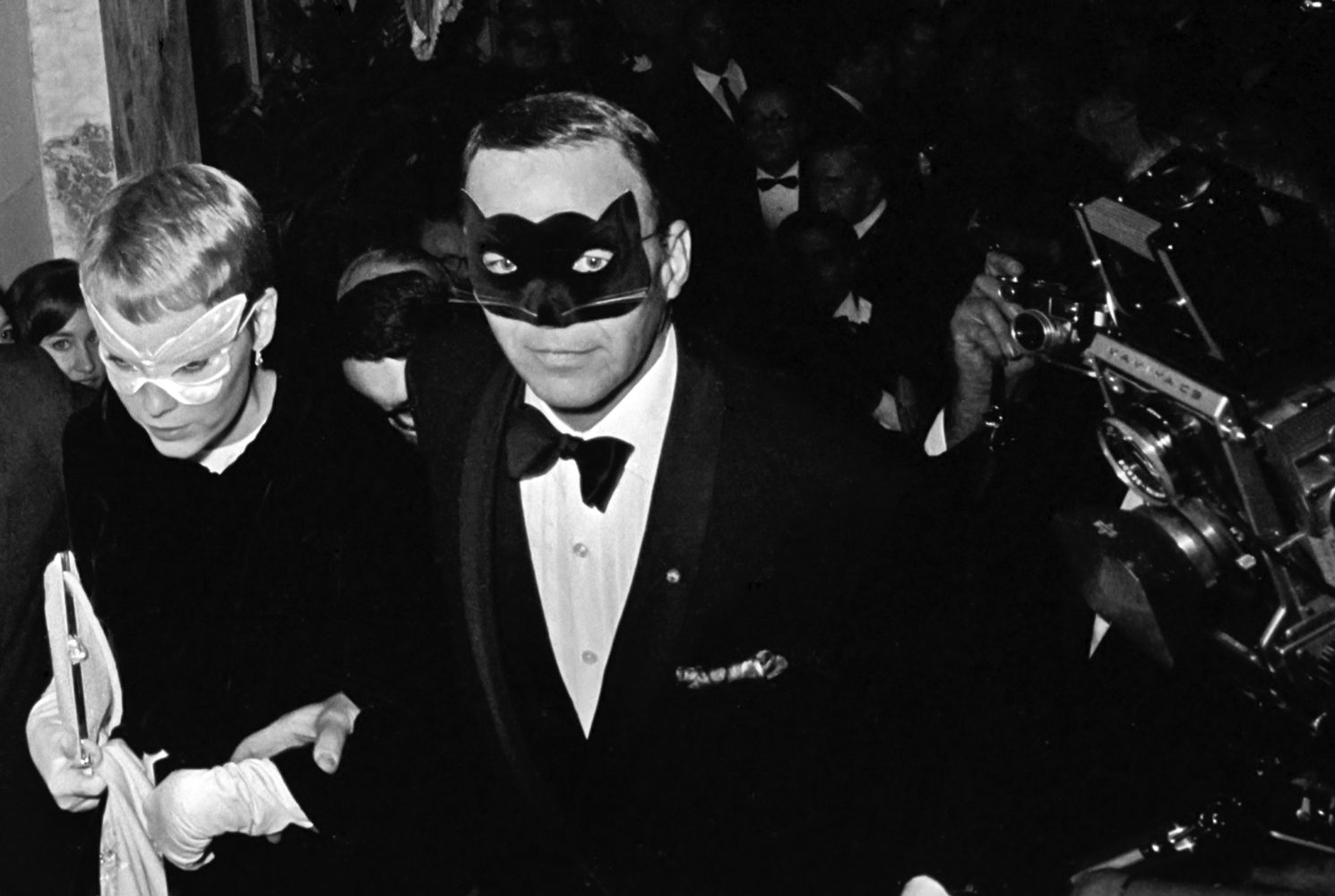 Frank Sinatra and Mia Farrow at Truman Black and White Ball