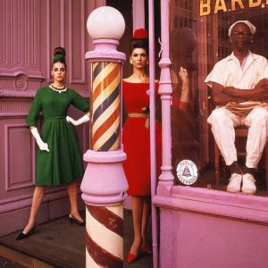 William Klein, Antonia + Simone + Barber Shop, New York (Vogue), 1961, Chromogenic color photograph