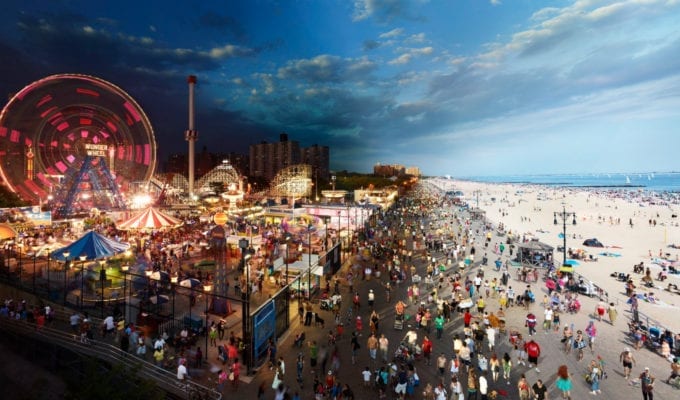 Stephen Wilkes, Coney Island Boardwalk, Day to Night, 2011