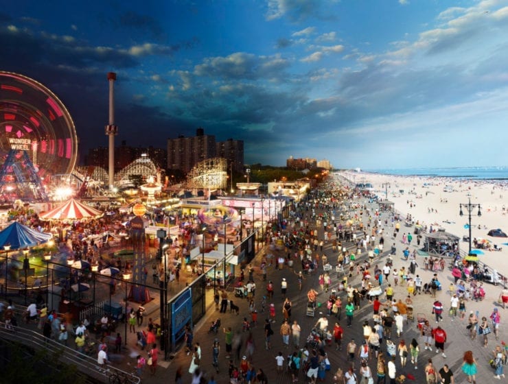 Stephen Wilkes, Coney Island Boardwalk, Day to Night, 2011