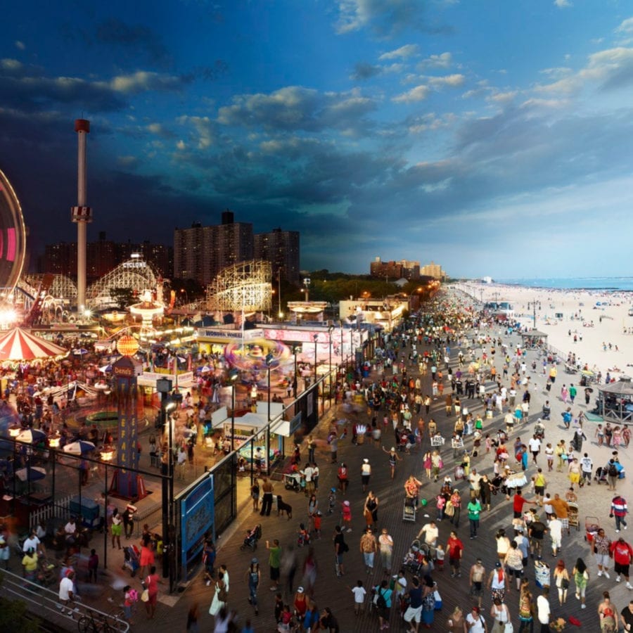 Stephen Wilkes, Coney Island Boardwalk, Day to Night, 2011