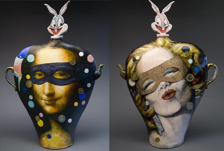 Noi Volkov, Vase Marilyn / Mona, (Mixed Two Cultures), 2007, Mixed Media and Ceramic