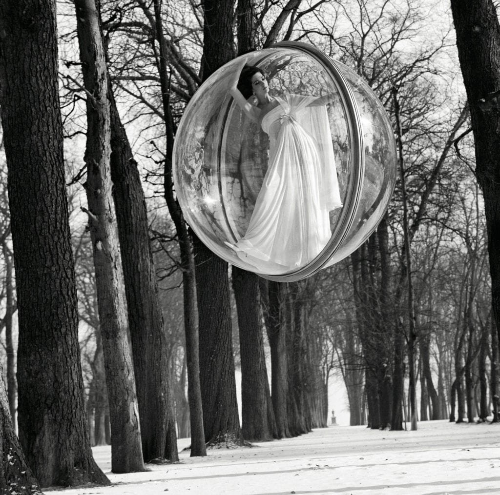 Melvin Sokolsky, In Trees, Paris, 1963, Infused dyes sublimated on aluminum