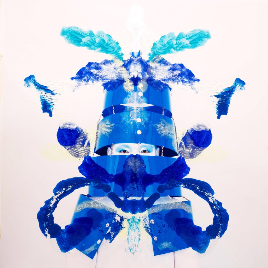Kimiko Yoshida, RorschachYoshida LXX (Hugo Ball L), 2018, Archival Pigment Photograph and Acrylic Paint on Canvas