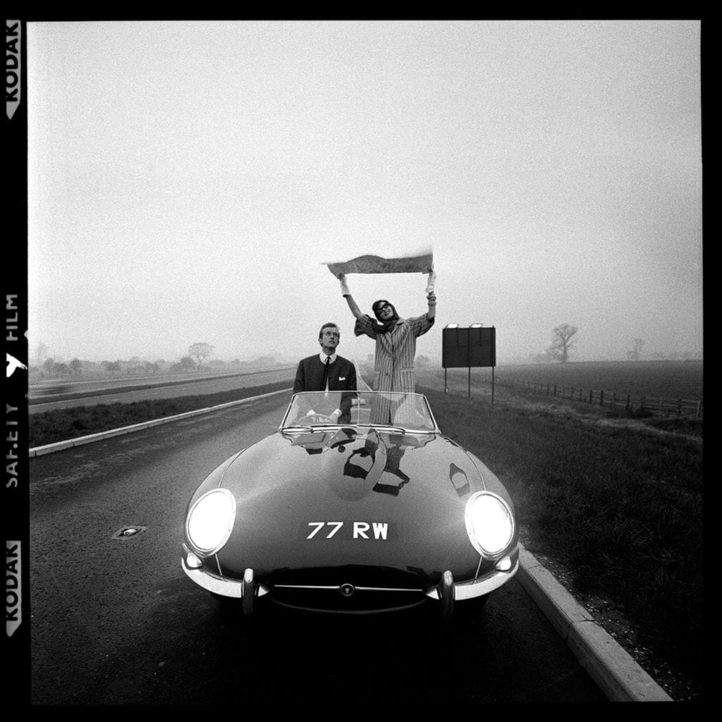 Brian Duffy, E-Type Jaguar on Newly, Opened M1 Motorway, 1961, Silver Gelatin Photograph