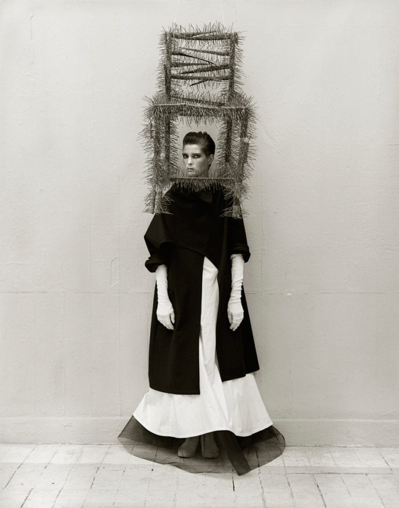 Albert Watson, Leslie Winer with Chair, in Yohji Yamamoto, London, 1989, Archival Pigment Photograph