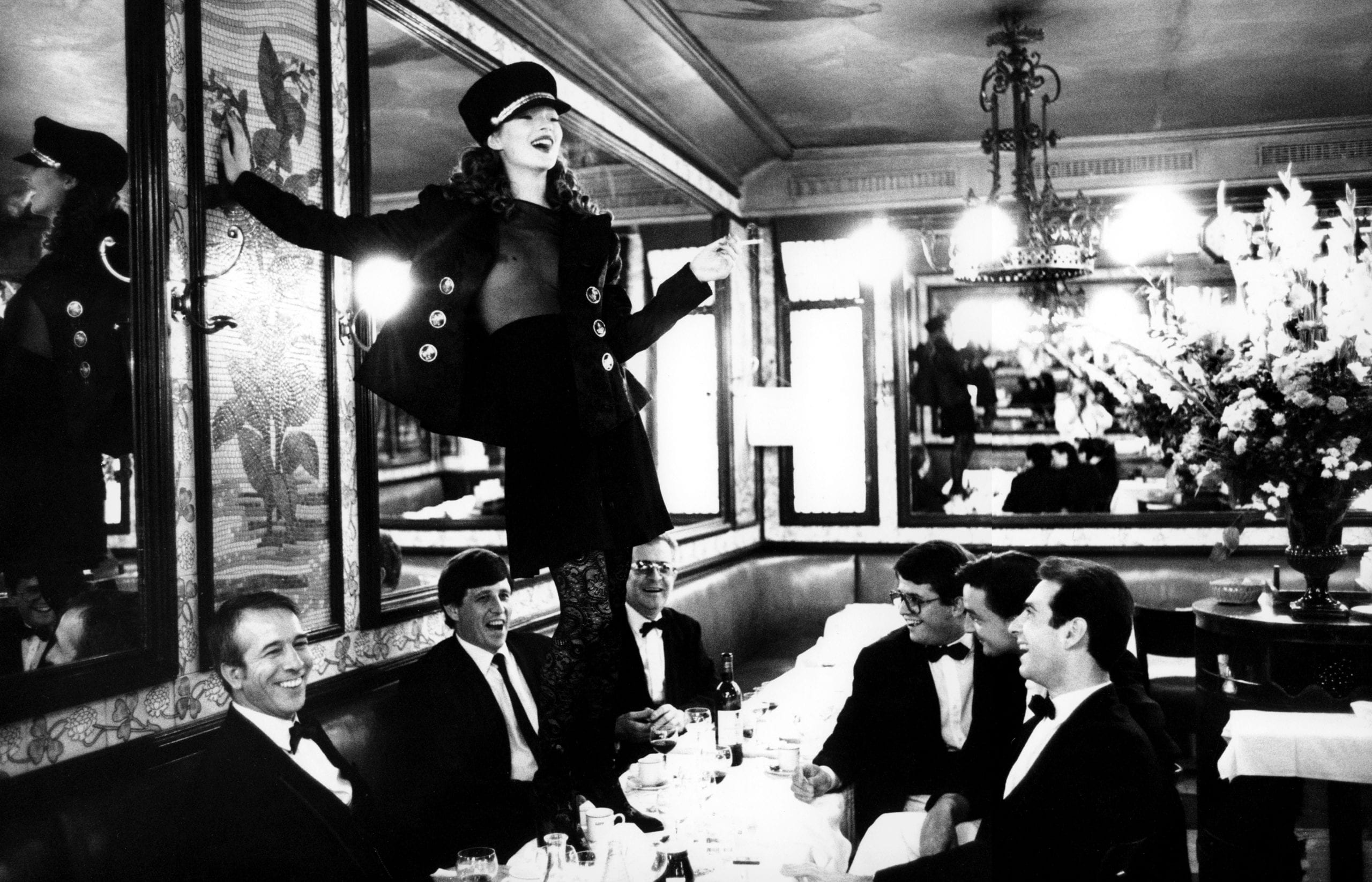 Arthur Elgort, Kate Moss at Café Lipp in Paris, Italian Vogue, Paris, Vogue Italia, 1993, Archival Pigment Photograph