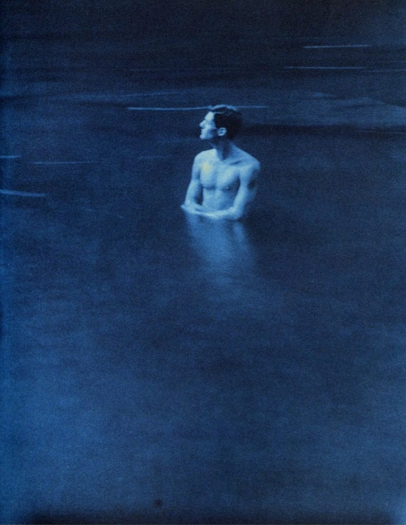 John Dugdale, Self Portrait in Rondout Creek, 1994, Cyanotype Photograph