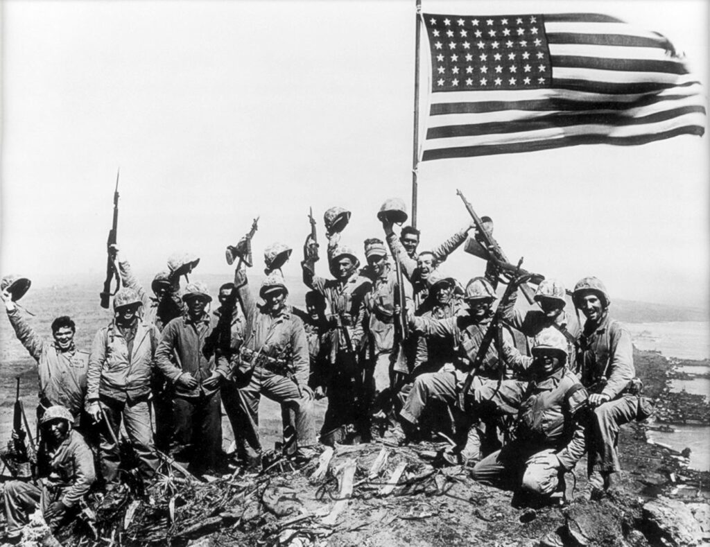 Joe Rosenthal, Marines of the Second Battalion, 28th Regiment, Fifth Division, with the Flag