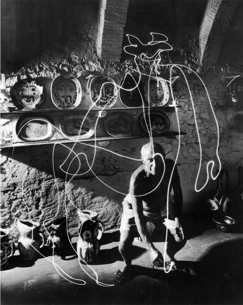 Gjon Mili — Pablo Picasso ‘draws’ a centaur in the air with light