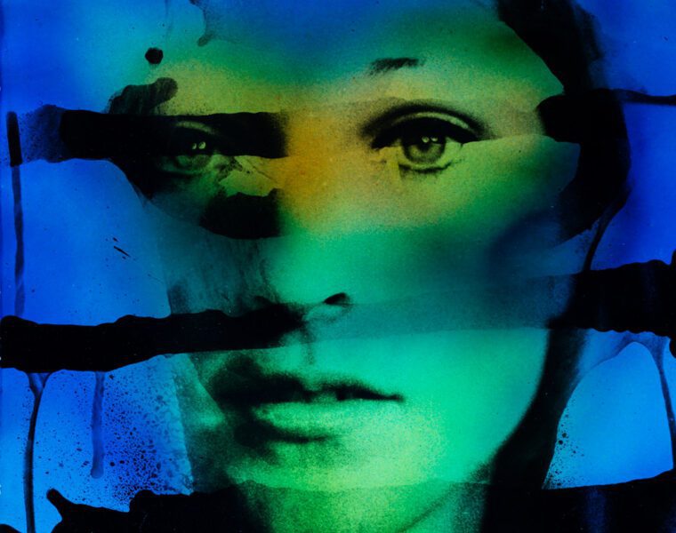 Kali, Blue Stripe Face, Palm Springs, CA, 1970, Archival pigment photograph