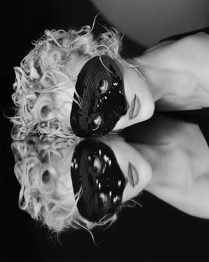 Albert Watson, Jaime Rishar in Eye Mask on Mirror, New York City, 1995, Archival Pigment Photograph