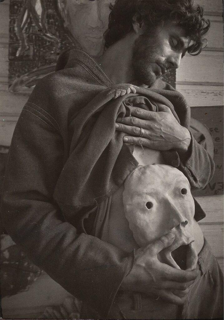 Edmund Teske, Man with Mask (George Hermes, Topanga Canyon), c. 1965, Silver gelatin photograph