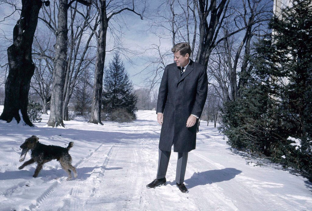 Lawrence Fried, John F. Kennedy playing with his dog Charlie, 1962, C-Type Color photograph
