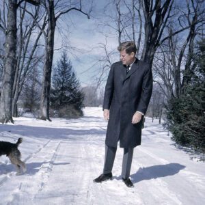 Lawrence Fried, John F. Kennedy playing with his dog Charlie, 1962, C-Type Color photograph