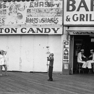 Brian Hamill, Scene on the Coney Island boardwalk during the filming of the Allen-directed movie 'Annie Hall,' New York