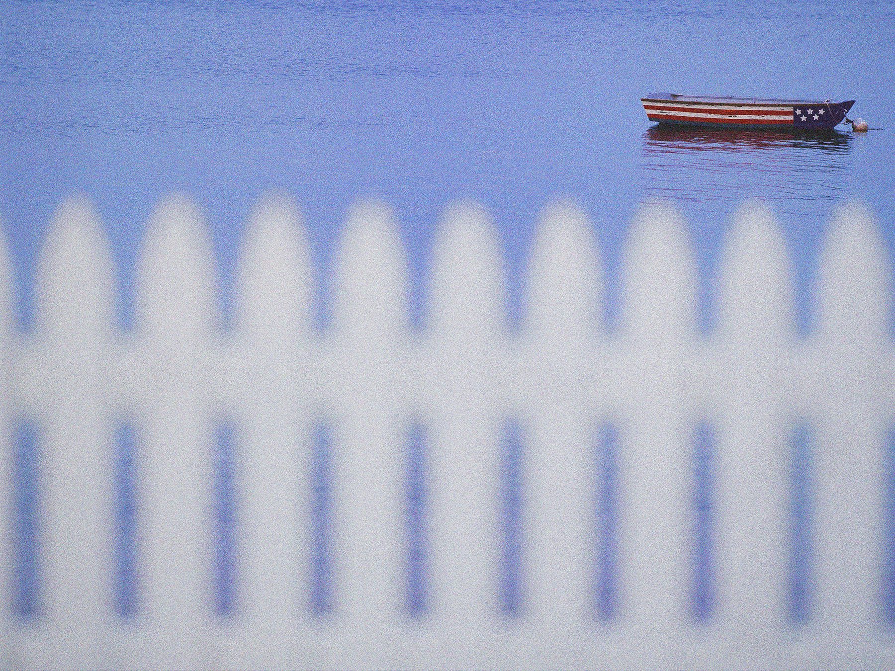 Stephen Wilkes, Flag Painted Rowboat and Fence