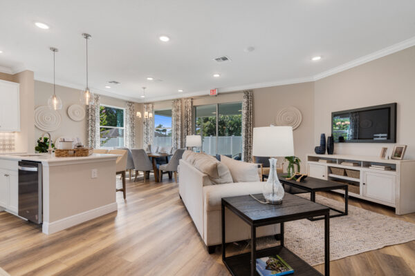 The open concept Biscayne floorplan from the Cornerstone collection by Holiday Builders.
