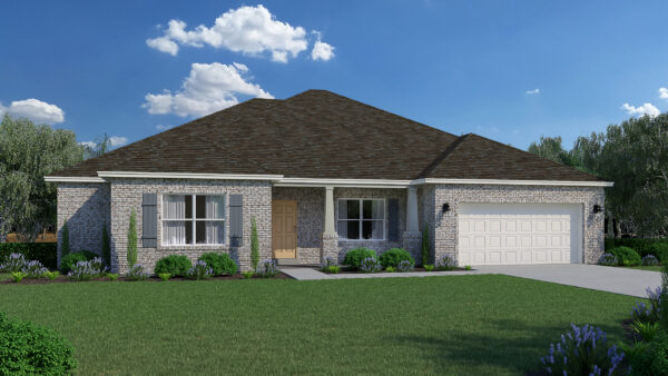 The 4 bedroom, 3 bath Rosemary floorplan from the Cornerstone Collection by Holiday Builders built in the Gulf region.