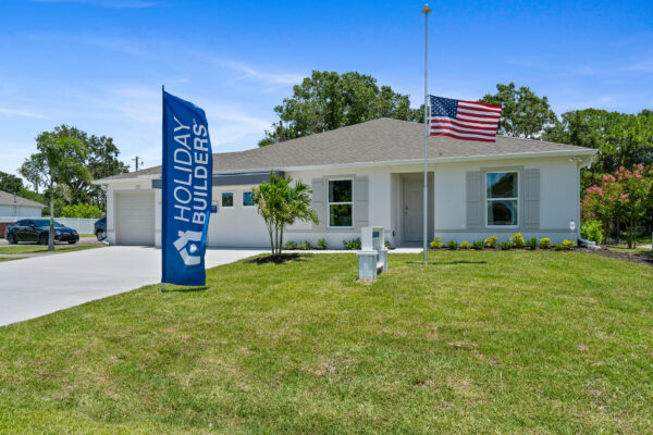 The Model Exterior of the Upgraded Sylvester Floorplan from the Value Collection in Palm Bay
