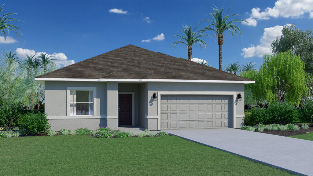 The exterior of the Biscayne floorplan from our Cornerstone Collection in Huntington Park.