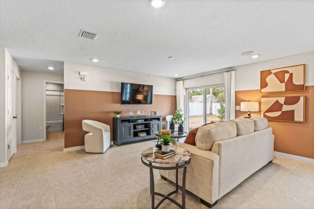 The Living Room with Oversized Tile in the Majestic Floorplan from the Value Collection